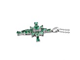 Sterling Silver Zambian Emerald and White Zircon Pendant With Chain 2.15ctw