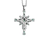 Sterling Silver Zambian Emerald and White Zircon Pendant With Chain 2.15ctw