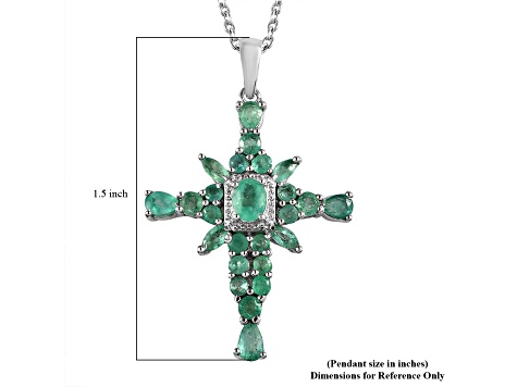 Sterling Silver Zambian Emerald and White Zircon Pendant