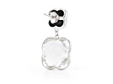 White Cushion Crystal Quartz and Black Cushion Onyx Sterling Silver Earrings 45ctw