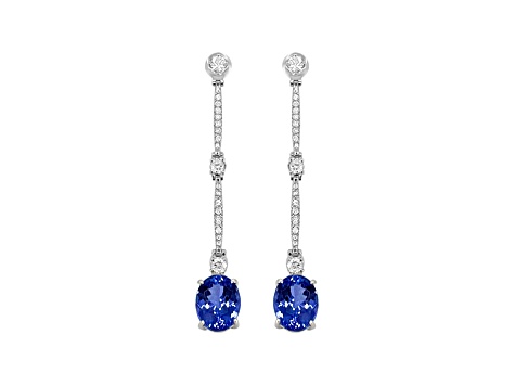 18K White Gold Tanzanite and Diamond Earrings  3.58ctw