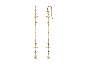 1928 Jewelry Gold Tone Cross Chain Linear Drop Earrings