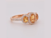 Oval Citrine and Cubic Zirconia 14K Rose Gold Over Sterling Silver Ring