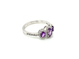 Oval Amethyst and Cubic Zirconia Rhodium Over Sterling Silver Ring