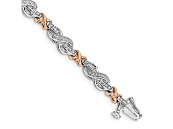 Picture of 14k White Gold and 14k Rose Gold Diamond Infinity Symbol Link Bracelet