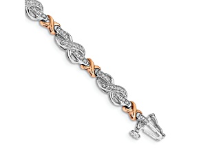 14k White Gold and 14k Rose Gold Diamond Infinity Symbol Link Bracelet