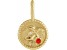 14K Yellow Gold Fire Opal and White Diamond Taurus Zodiac Symbol Pendant.