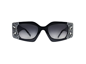 Black Crystal Rectangular Frame Sunglasses
