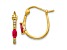 10k Yellow Gold 9/16" Diamond and 0.46ctw Ruby July Birthstone Hinged Hoop Earrings