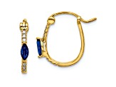 10k Yellow Gold 9/16" Diamond and 0.34ctw Sapphire September Birthstone Hinged Hoop Earrings