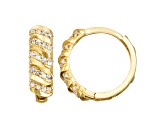 White Diamond 10K Yellow Gold Huggie Hoop Earrings 0.20ctw