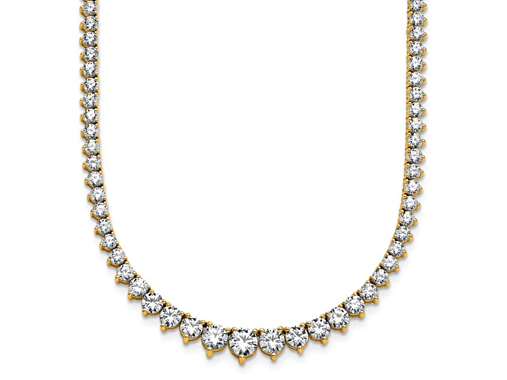 White Lab-Grown Diamond G-H SI 14k Yellow Gold 16" Graduated Tennis Necklace 10.00ctw