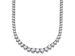 White Lab-Grown Diamond G-H SI 14k White Gold 16" Graduated Tennis Necklace 15.00ctw