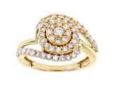 White Lab-Grown Diamond 14k Yellow Gold Ring 1.00ctw