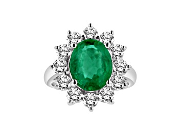 Picture of 4.30ctw Emerald and Diamond Ring in 14k White Gold