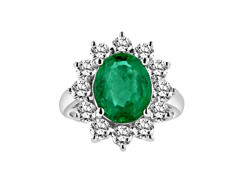 4.30ctw Emerald and Diamond Ring in 14k White Gold