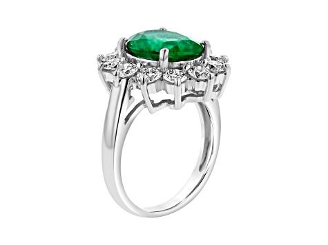 4.30ctw Emerald and Diamond Ring in 14k White Gold - 123QRA