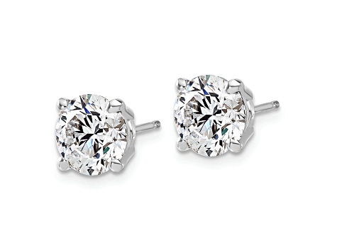 Rhodium Over 14K Gold Certified Lab Grown Diamond 4ct. VS/SI GH+, 4-Prong Earrings