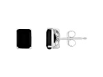 8x6mm Rectangular Octagonal Black Onyx Rhodium Over Sterling Silver Stud Earrings