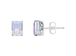 8x6mm Rectangular Octagonal Moonstone Rhodium Over Sterling Silver Stud Earrings