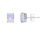8x6mm Rectangular Octagonal Moonstone Rhodium Over Sterling Silver Stud Earrings