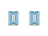 8x6mm Rectangular Octagonal Sky Blue Topaz Rhodium Over Sterling Silver Stud Earrings