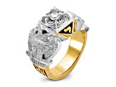 10K Two-tone Yellow and White Gold Men's Enamel and Diamond Eagle Masonic Shriner's Ring 0.51ctw