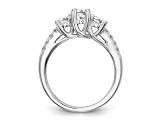 Rhodium Over 14K White Gold Lab Grown Diamond SI1/SI2, G H I, 3-Stone Engagement Ring