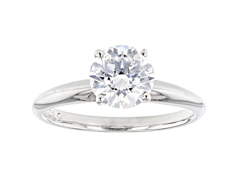 Round White Lab-Grown Diamond 14kt White Gold Knife Edge Solitaire Ring 1.50ctw