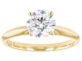 Round White Lab-Grown Diamond 14kt Yellow Gold Knife Edge Solitaire Ring 1.50ctw
