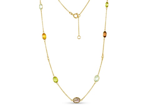 Multi-Gem 14k Yellow Gold Necklace 5.82ctw