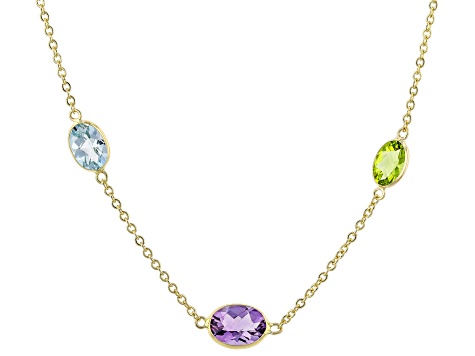 Multi-Gem 14k Yellow Gold Necklace 5.82ctw