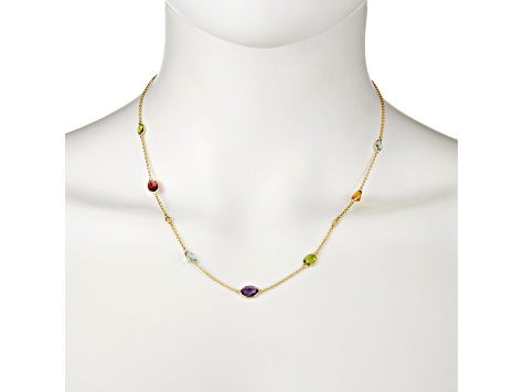 Multi-Gem 14k Yellow Gold Necklace 5.82ctw