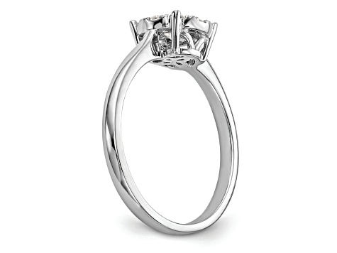 Rhodium Over 14K White Gold Diamond Cluster Engagement Ring 0.49ctw
