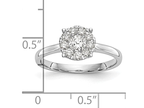 Rhodium Over 14K White Gold Diamond Cluster Engagement Ring 0.49ctw