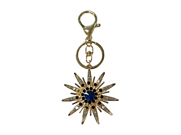Picture of Gold Tone Blue Crystal Celestial Star Keychain