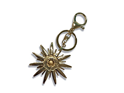 Gold Tone Blue Crystal Celestial Star Keychain