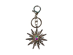 Silver Tone AB and Clear Crystal Celestial Star Keychain