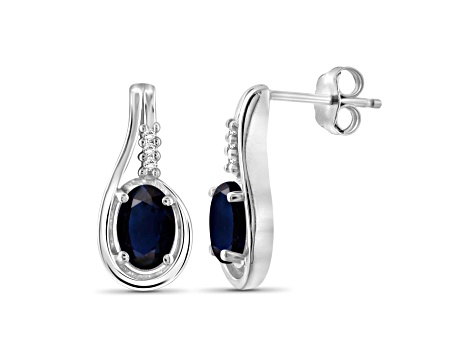 Black Sapphire Rhodium Over Sterling Silver Earrings 1.10ctw