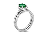 1.40ctw Emerald and Diamond Engagement Ring with Band Ring in 14k White Gold