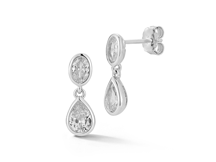 Rachel Zoe Rhodium Over Sterling Silver Two-Stone White Cubic