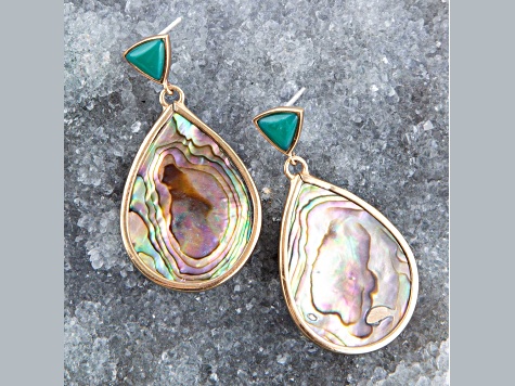 Barse Jewelry Abalone Gold Tone Epiphany Dangle Earrings