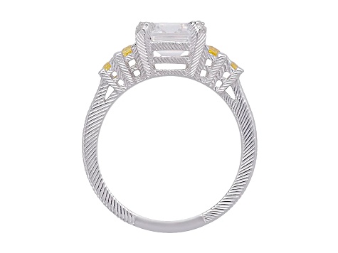 Judith Ripka 5.85ctw White and Canary Bella Luce Diamond Simulant Rhodium Over Sterling Silver Ring