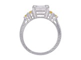 Judith Ripka 5.85ctw White and Canary Bella Luce Diamond Simulant Rhodium Over Sterling Silver Ring