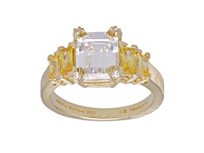 Judith Ripka 5.85ctw White and Canary Bella Luce Diamond Simulant 14K Gold Clad Ring