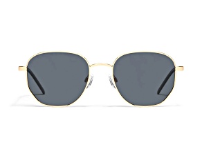 Quay Big Time Gold Round Frame / Smoke Polarized Lenses Sunglasses