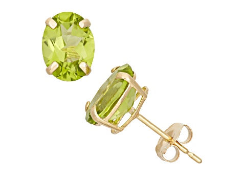 Oval Peridot 10K Yellow Gold Earrings 2.86ctw