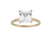 Princess Cut Lab Created White Sapphire 10K Yellow Gold Ring 2.90ctw