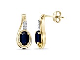 Black Sapphire 14K Gold Over Sterling Silver Earrings 1.10ctw