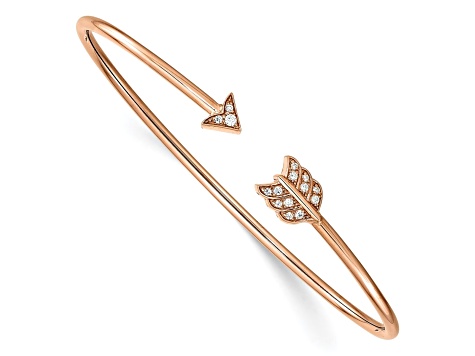 14K Rose Gold Lab Grown Diamond Arrow Cuff Bangle